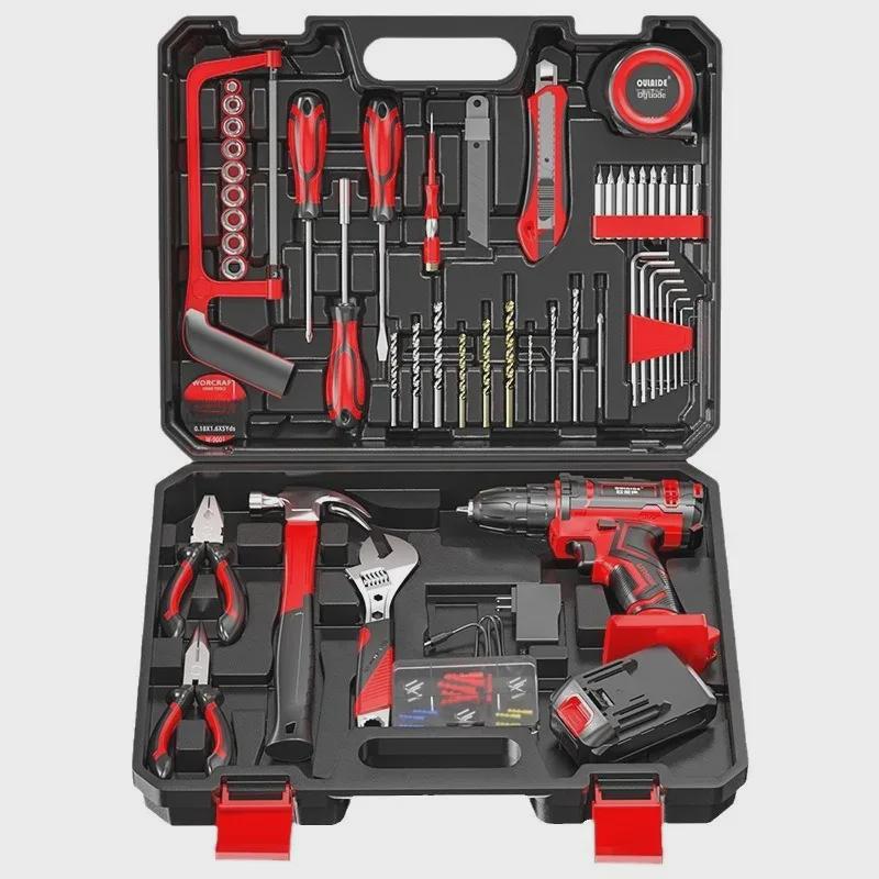 Многофункциональная электрическая дрель и набор инструментов для бытового и плотницкого ремонта