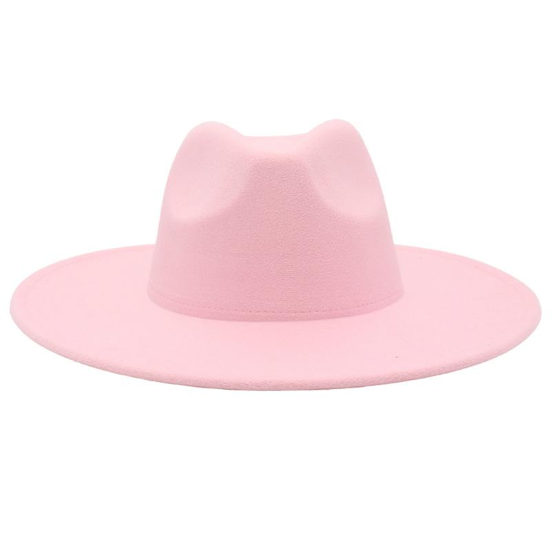 Шляпа с широкими полями, однотонная, из кашемирового фетра, джазовая шляпа, французский цилиндр