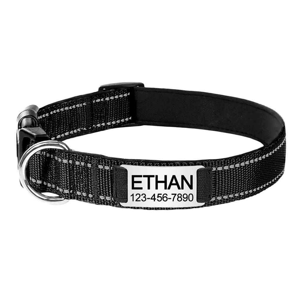 Персонализированный ошейник для собаки с индивидуальной вышивкой имени и номера телефона вашего питомца