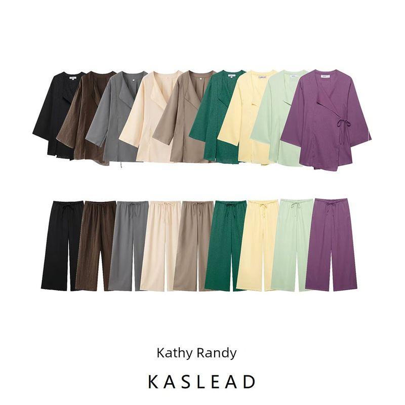 Kaslead New Arrival Women's Clothing Fashion Style Kimono Cross Outwear Casual Pants 6078572 5057572