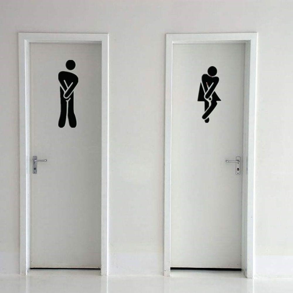 Entrance Bathroom Door Washroom Sign Poster Toilet Wall Stickers Woman & Man Mirror Surface Decal