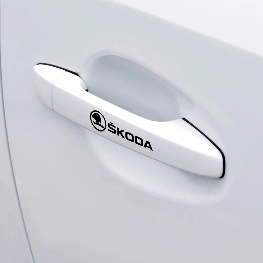 HLLQ9 Car Accessories PVC Emblem Car Body Side Door Wheel Rims Stickers For Skoda Yeti Fabia Octavia 3 2 a5 a7 Kodiaq Karoq MK2 Rapid