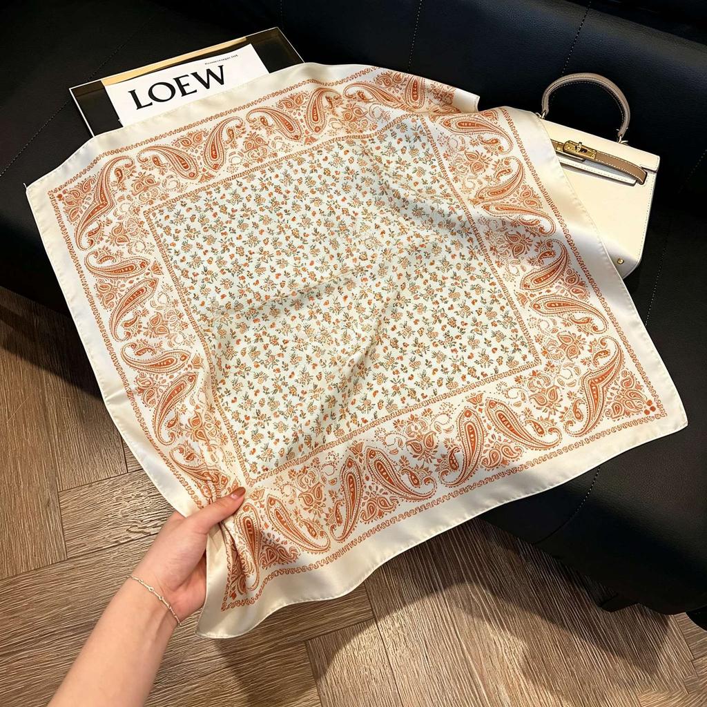 New silk satin 71 * 71 square scarf versatile foreign style simulation silk scarf middle-aged and elderly decorative scarf neck protection silk scarf