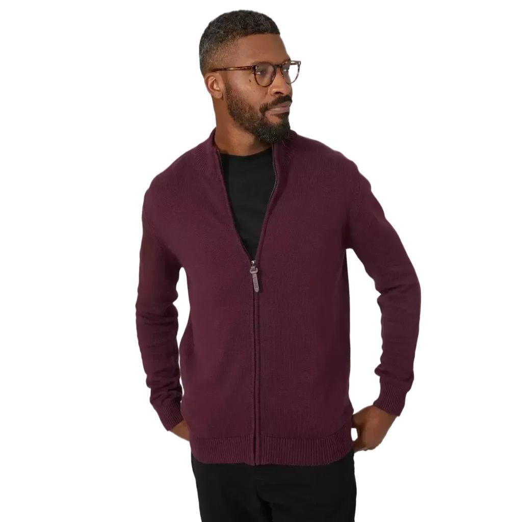 Maine Mens Premium Cotton Full Zip Jumper