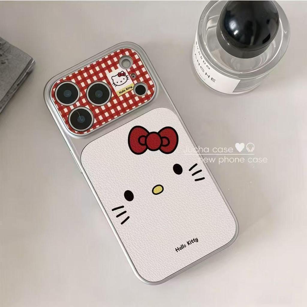 "Простой клетчатый кожаный чехол для iPhone 16 Pro Max и Apple 17 с гальваническим оконным стикером".