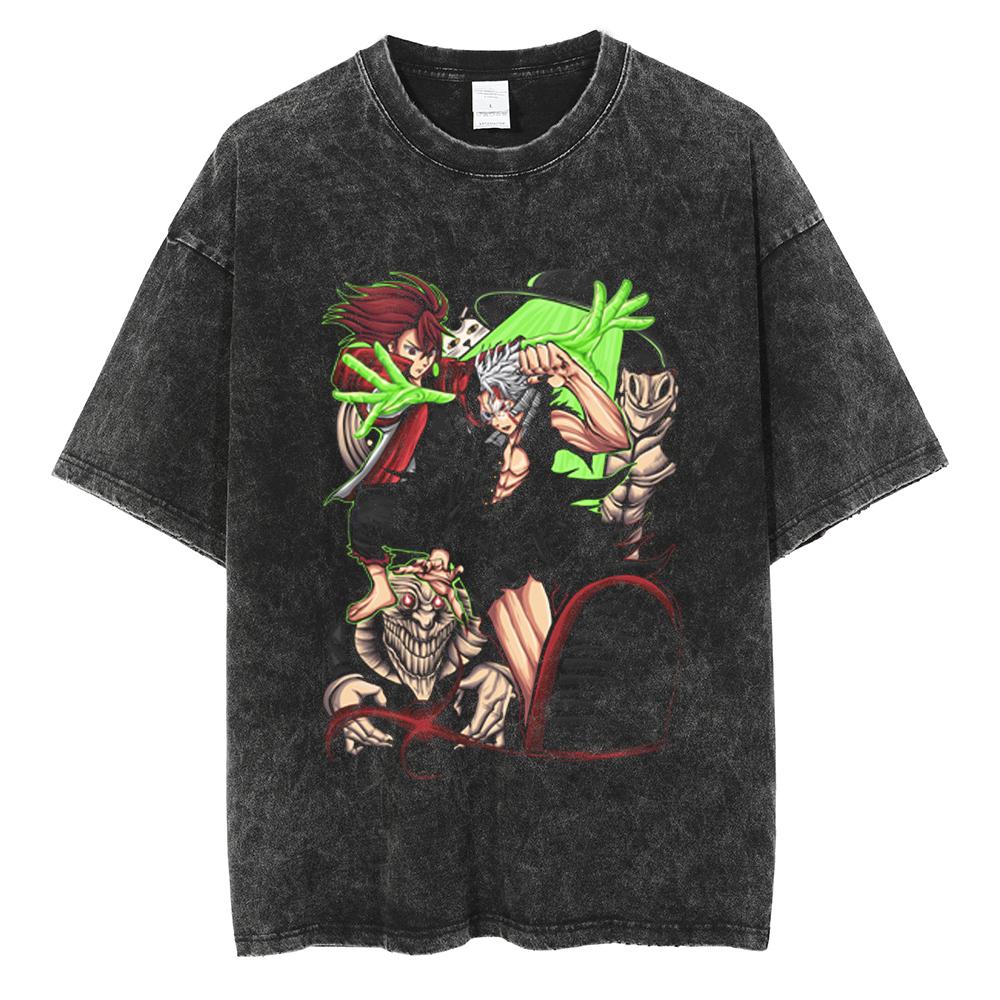 Аниме Dandadan Аясэ Момо Окарун Принтованная футболка Мужские футболки из стираного хлопка Оверсайз Повседневная футболка Харадзюку Мужские Топы Манга