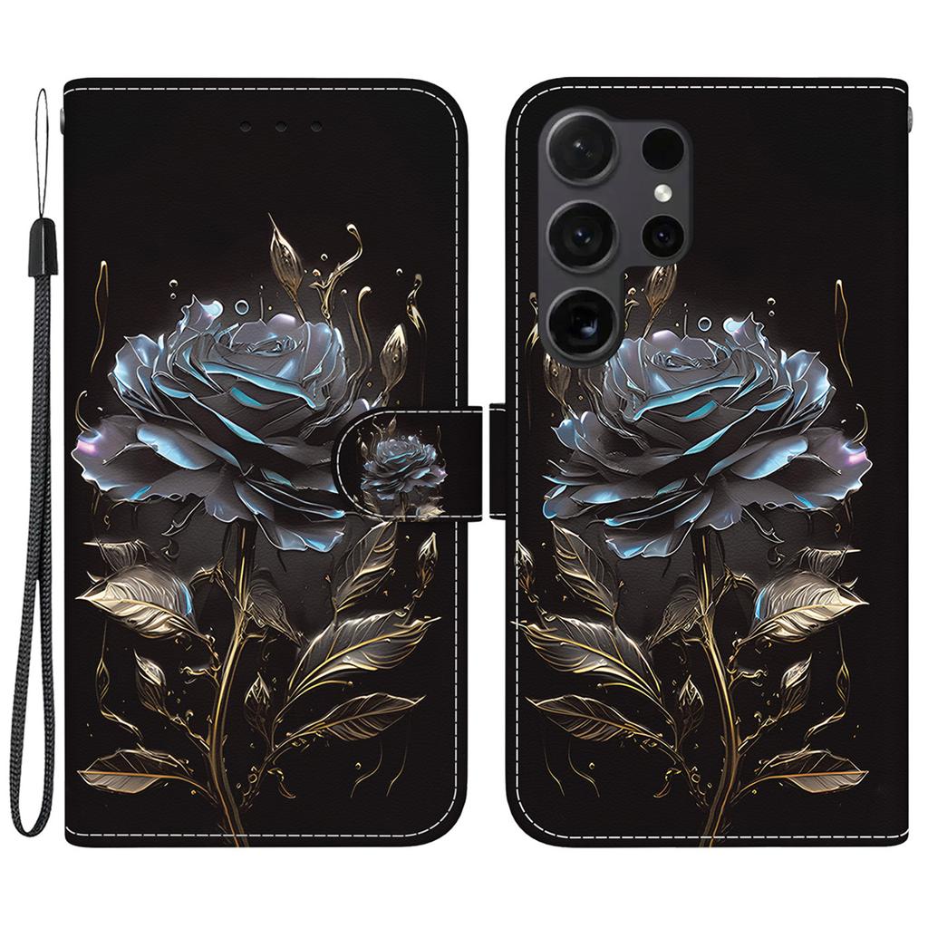 For Samsung Galaxy S26 Ultra Wallet Phone Case Anti-Drop Pattern Printing Leather Flip Cover with Strap
