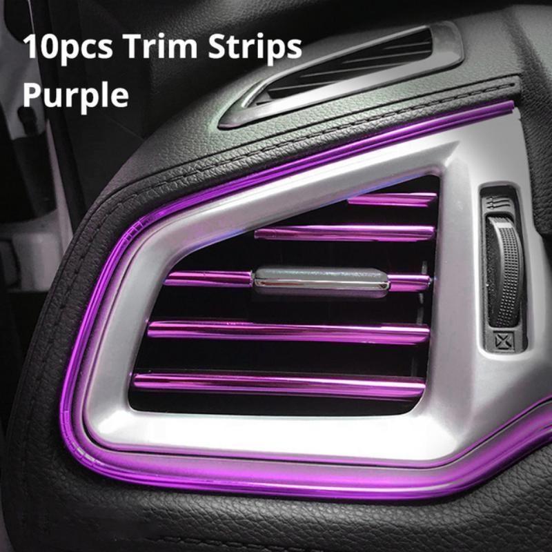 10 шт., вентиляционная решетка, переключатель, обод, наклейка, U-образный стиль, декоративная полоса для кондиционера, интерьер, экстерьер, сделай сам, стайлинг автомобиля