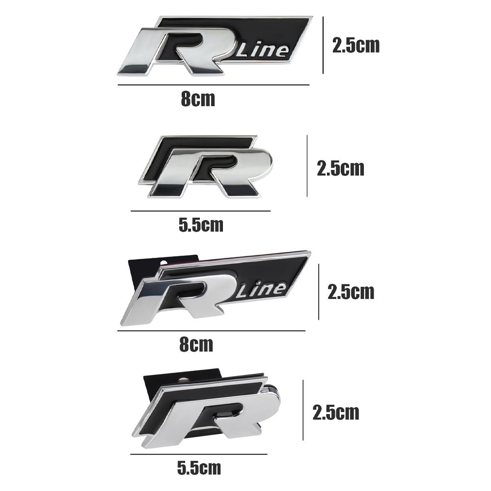 AABLA1 Car Front Grille Emblem Metal Sticker Trunk Decoration Badge For Volkswagen VW R Golf Passat Jetta Tiguan Polo Bora Beetle Rline
