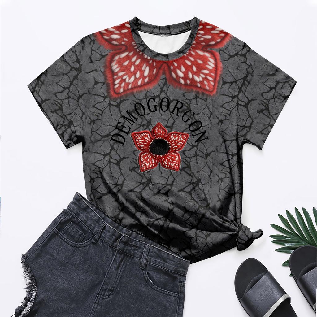 Модные топы с круглым вырезом, рукавами реглан и коротким рукавом, рабочая одежда с принтом, женские летние топы