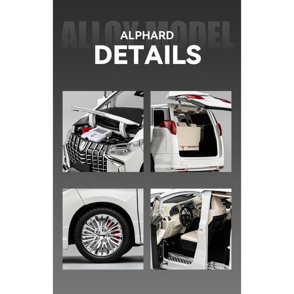 1/18 Toyota Alphard MPV Сплав Литой Игрушечная Модель Автомобиля Звук и Свет Детская Игрушка Коллекционные Предметы Подарок на День Рождения