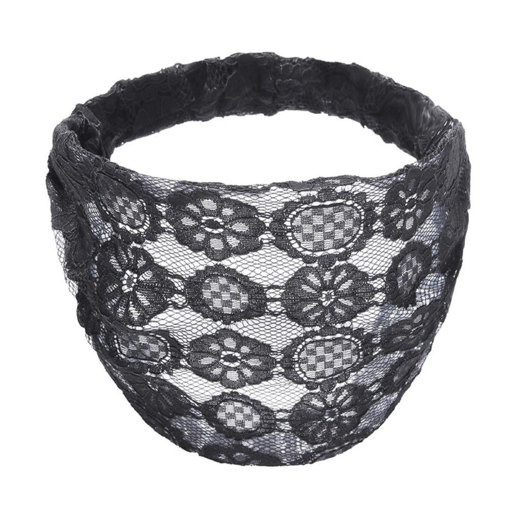 Hair Hoop Mesh Flower Headband Non Slip Wide Side Head Wrap Fashion Lace Hairbands Party