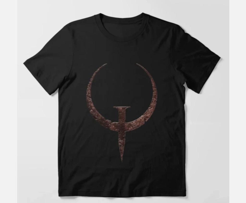 ФУТБОЛКА С ЛОГОТИПОМ ИГРЫ QUAKE 1 ЧЕРНАЯ БЕЛАЯ РАЗМЕРЫ ОТ S ДО 4XL