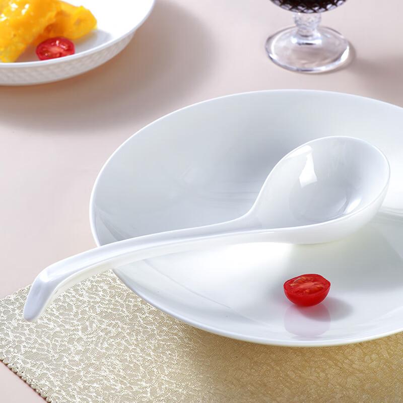 Large Ceramic Soup Ladle, Rice Spoon, Table Spoon, Bone China, for Home And Hotel Use, Pure White Henry Large Serving Spoon, 1 Piece Set