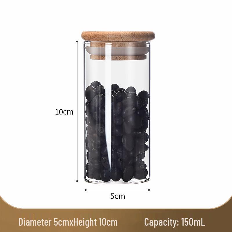 Стеклянная банка для хранения с бамбуковой крышкой - Влагонепроницаемая, пищевая, прозрачный кухонный контейнер