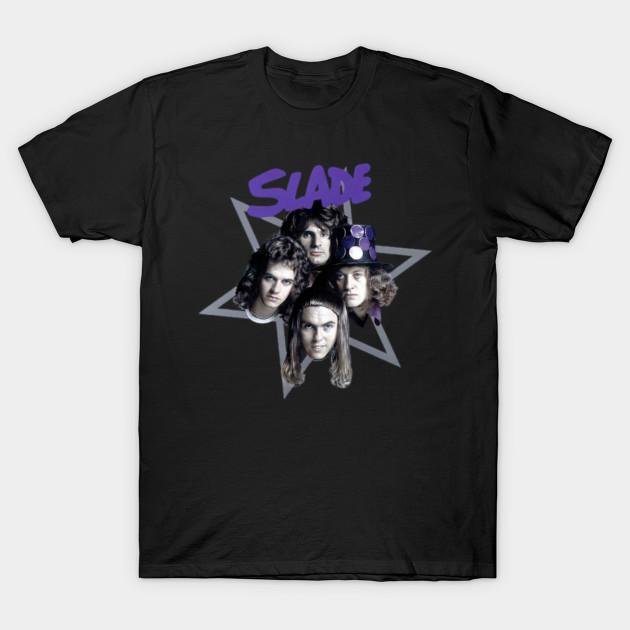 Мужская черная футболка с принтом Slade, печать на трансферной бумаге без вырезания, хлопковая футболка - Мужская летняя хлопковая футболка с графическим принтом
