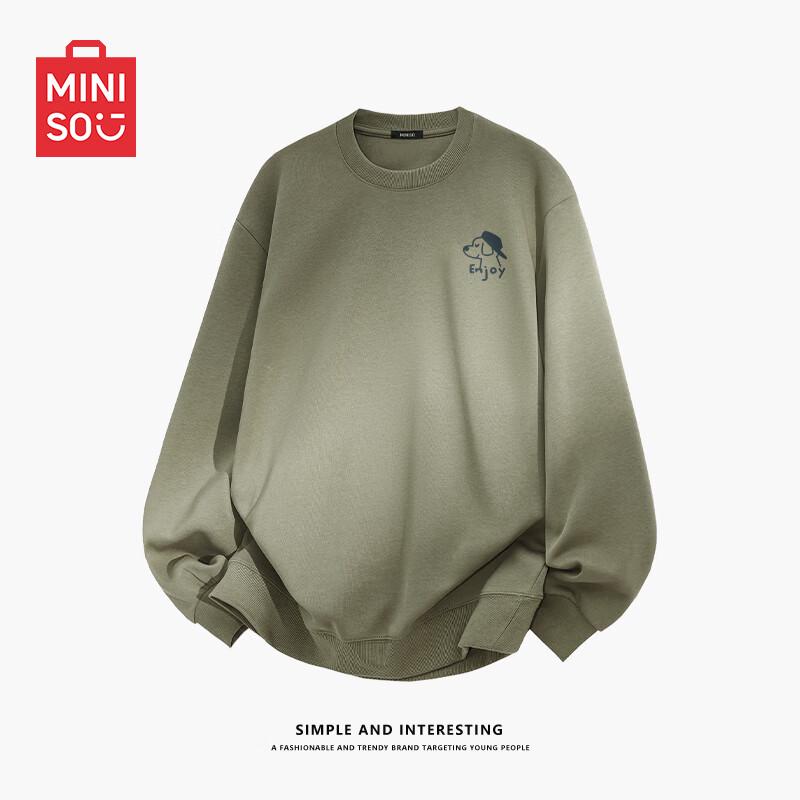 MINISO Men's Autumn Casual Round Neck Heavyweight Pullover Sweatshirt