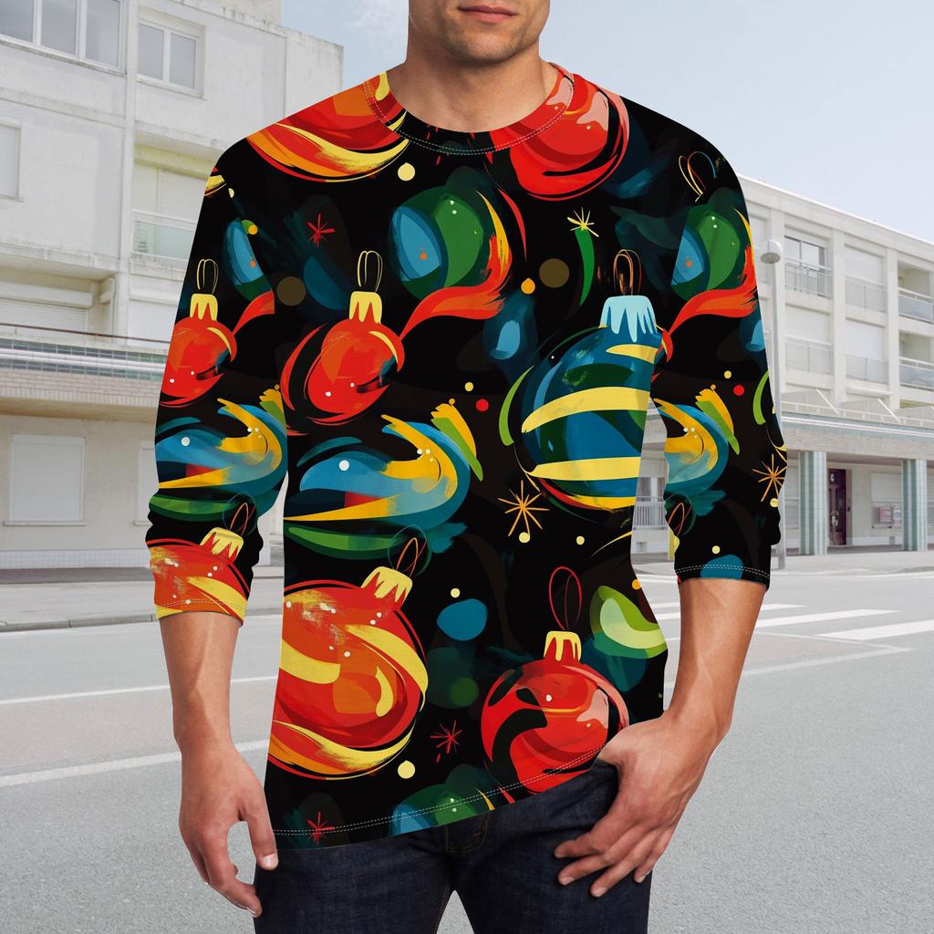 Men's T Shirt O-Neck Clothing Apparel Outdoor Long Sleeve Print Fashion Designer Vintage