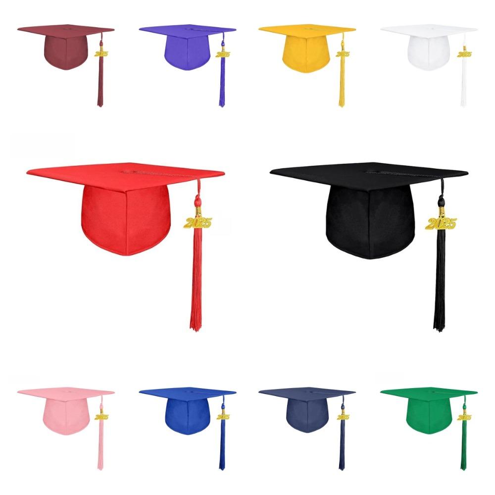 Doctor 2025 Graduation Cap Master Trencher Cap Durable Academic Hat with Tassels Graduation Season