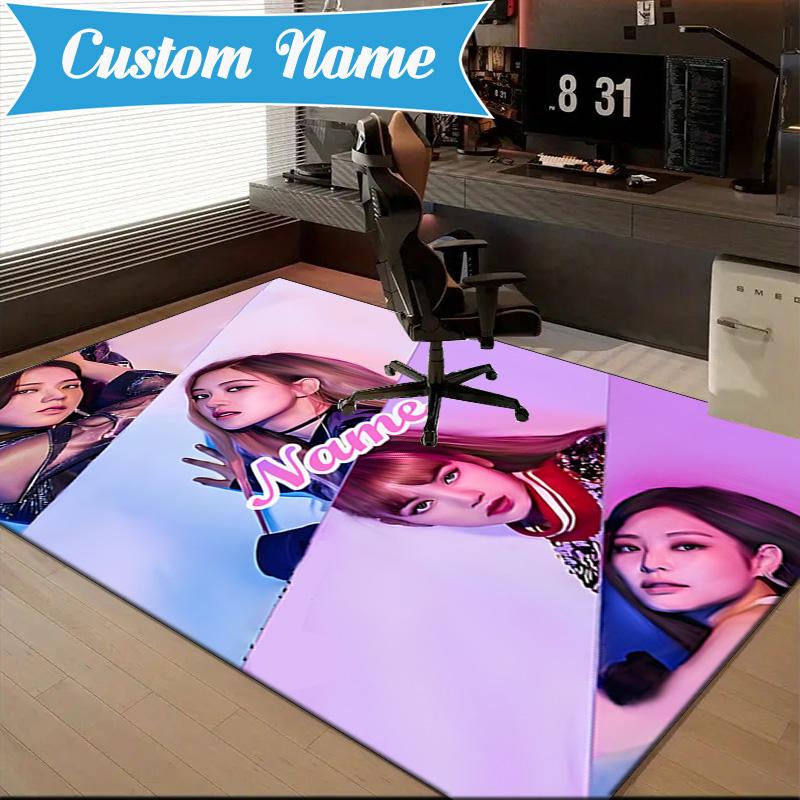 Custom Name Kpop Group Fashion Rug for Living Room, Game Rooms, Office, Bedroom, Floor Mat Playful Design, fan gifts Christmas decor