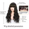 MERISIHAIR Ladies Fashion Long Curly Hair Wig with Bangs Synthetic Fiber Wavy Wig Black Brown Blonde Blue for Women Cosplay Daily Wear