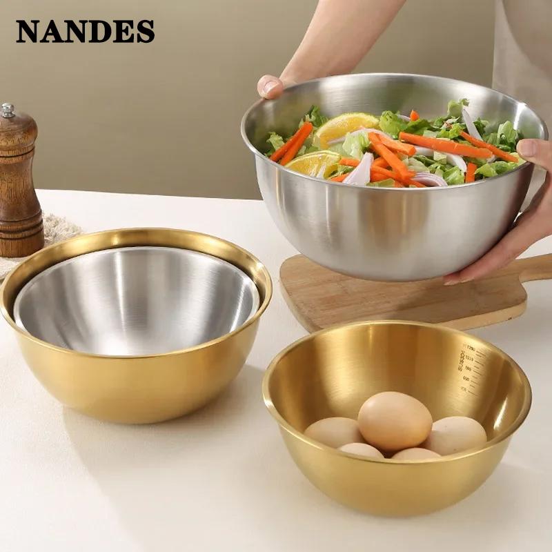 Салатница из нержавеющей стали миска для смешивания бытовая и весовая кухонная посуда для замешивания теста выпечка крем столовые приборы