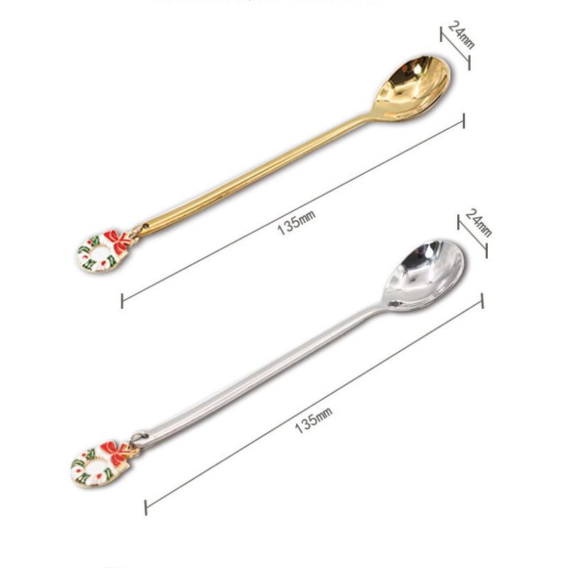 6 шт. Рождественские ложки Набор кофейных столовых приборов Набор столовых приборов из нержавеющей стали Десертная ложка Вилки Рождественские подарки Лось Рождественское украшение