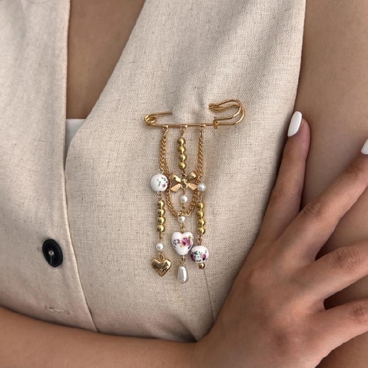 Модная брошь из сплава металла с качающимися кисточками и цветочным шармом, многоцелевые зажимы и украшения для броши на сумку, аксессуар