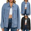 Women's Fashion Casual Solid Color Denim Jacket Short Top