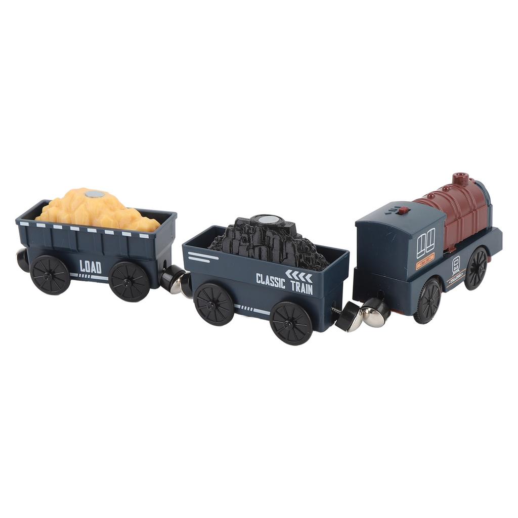 3pcs Toddler Train Set Toy Retro Electric Train Playset Classic Blue Small Train Toy for Kids