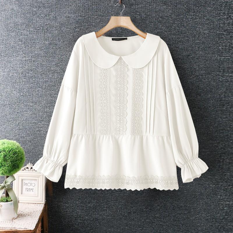 ZANZEA Женские повседневные кружевные лацканы с длинным рукавом блузки