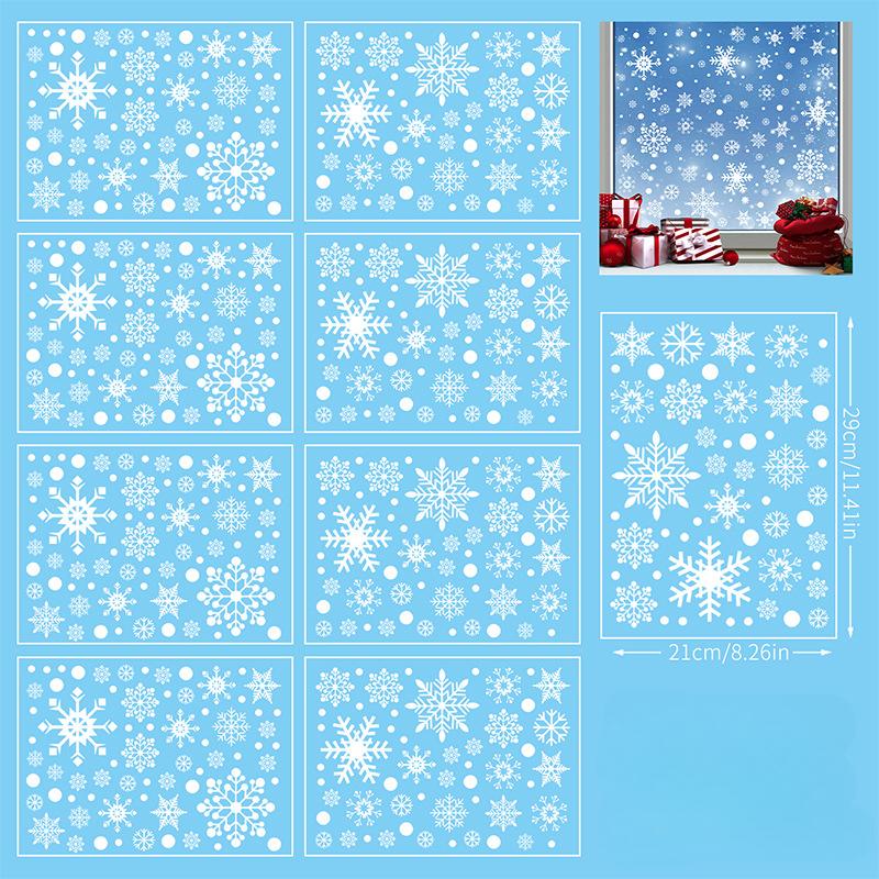 Рождество, Белые наклейки на окна в виде снежинок, Рождественские наклейки на стекло, Украшения для магазина в торговом центре, Украшения для окон, Статические наклейки