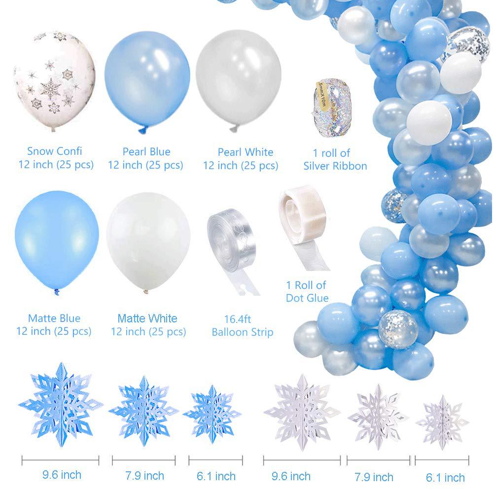 125 шт., серебристо-синяя снежинка, алюминиевая пленка, воздушный шар, гирлянда, арка, комплект, зимняя страна чудес, вечерние, день рождения, свадьба, декор для детского душа