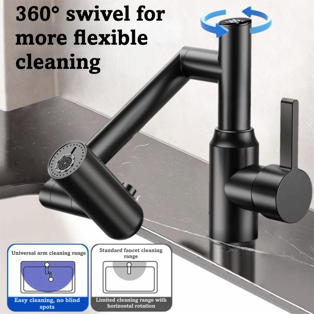 Stainless Steel Mechanical Arm Faucet Digital Display Faucet  Household Application