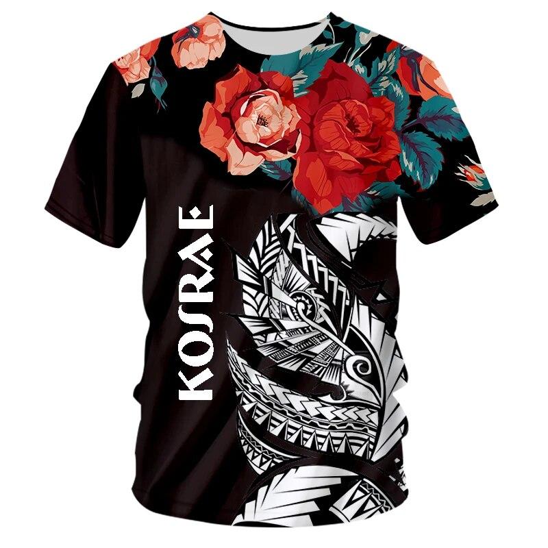 Summer Trend Tahiti Polynesian Men's Fashion T-Shirt O Neck Casual Short Sleeve Oversized Street Shirt Comfortable Hawaiian Plus Size Tops