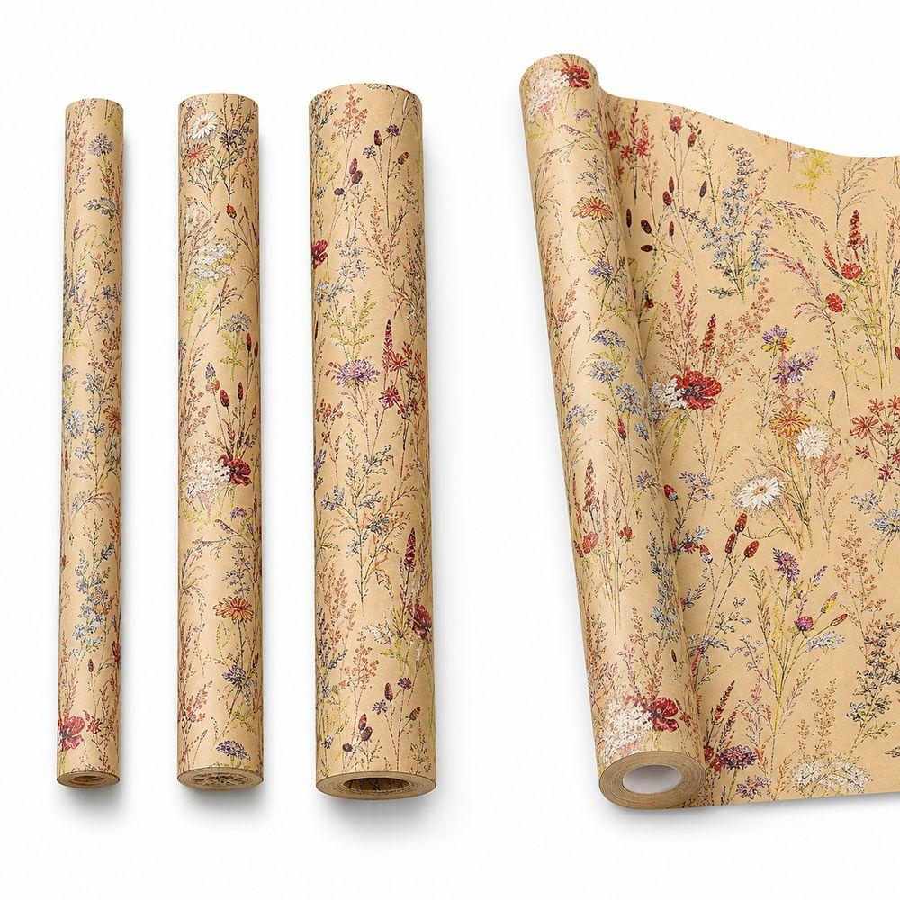 Vintage Wildflower Wrapping Paper Rustic Style Botanical Wrapping Paper Present Wrapping