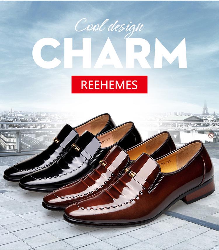 Мужские заостренные деловые кожаные туфли, дышащая корейская лакированная кожа, повседневная обувь