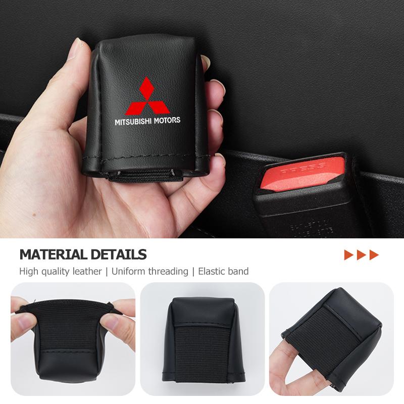 cxdjmy1 For Mitsubishi 1/2PCS Car Leather Seat Belt Buckle Anti-scratch Protector Cover Accessories Outlander Pajero Sport Lancer EX ASX