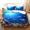 Cartoon Ocean Fish Marine Theme Comfortable Duvet Quilt Cover Pillowcase Bedding Set Children Bedroom Decoration Home Textile