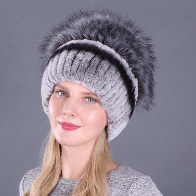 Женская зимняя шапка в корейском стиле из искусственного меха кролика рекс с защитой ушей