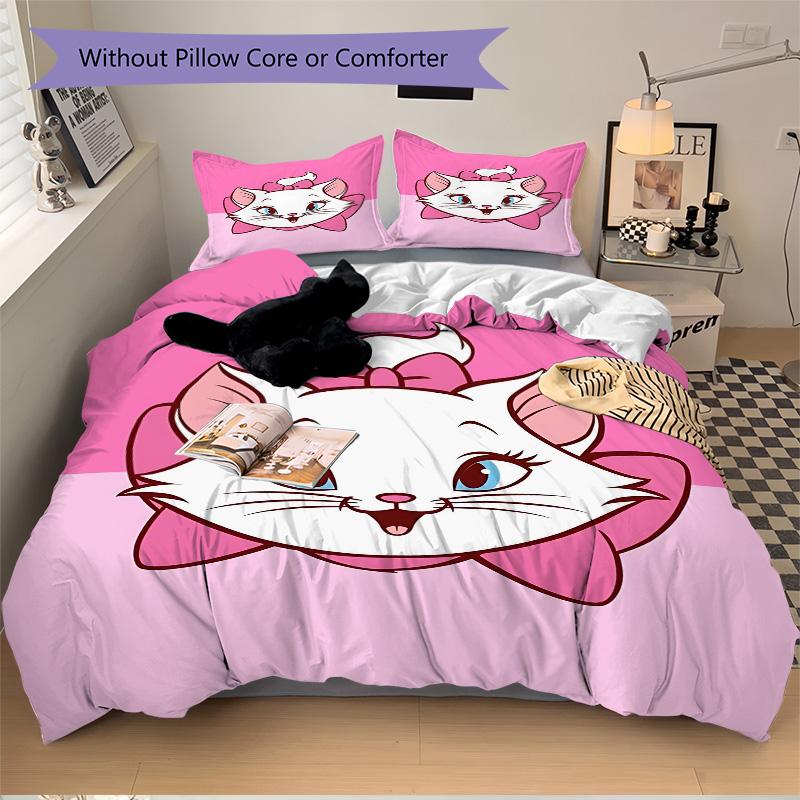 Pink Kitty Portrait Print 3Pcs Bedding Setduvet Cover With 2 Bedropillowcase Home Birthday Gift