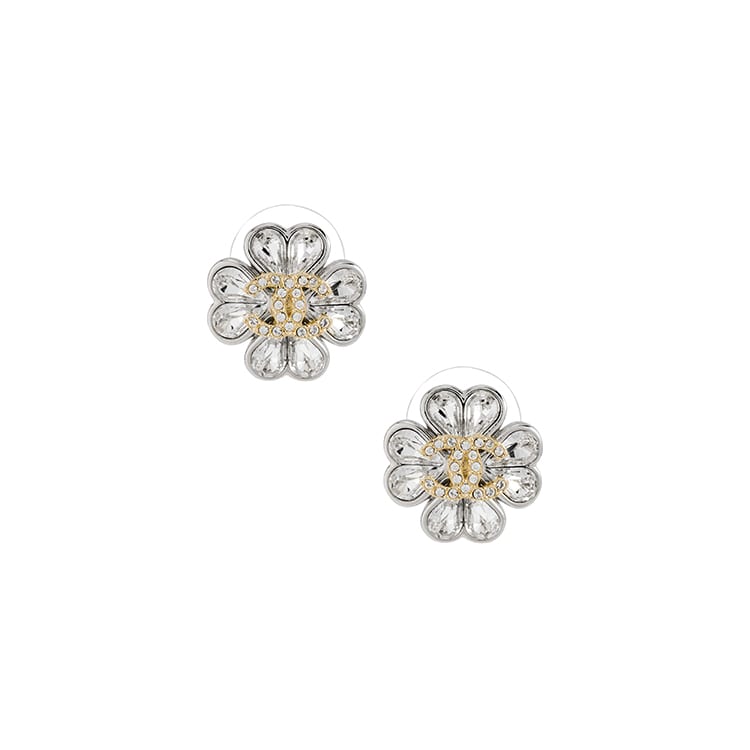 CHANEL 2023 Camellia Cc Rhinestone Earrings ABA910B10902N0032