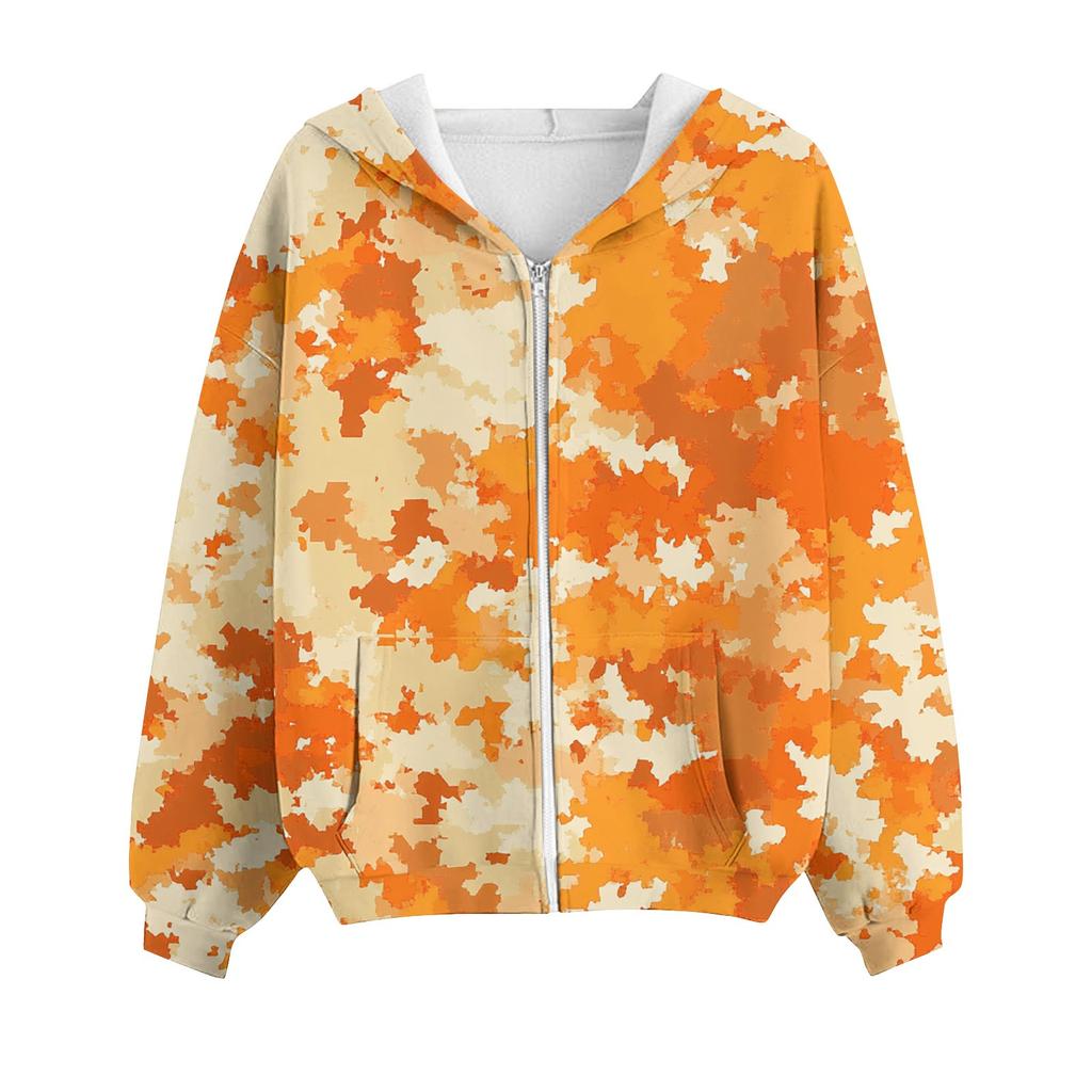 Толстовка с капюшоном на молнии для женщин с длинным рукавом, свободные толстовки для женщин, куртка с карманами, модная одежда на осень