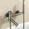 Bathroom Bathtub Shower Faucet with Swivel Tub Spout and Handhold Shower Brass Wall Mounted Hot Cold Water Mixer Bath Tap