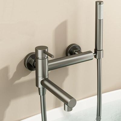 Смеситель для душа для ванной комнаты с поворотным изливом и ручкой для душа, латунный настенный смеситель для горячей и холодной воды, кран для ванны