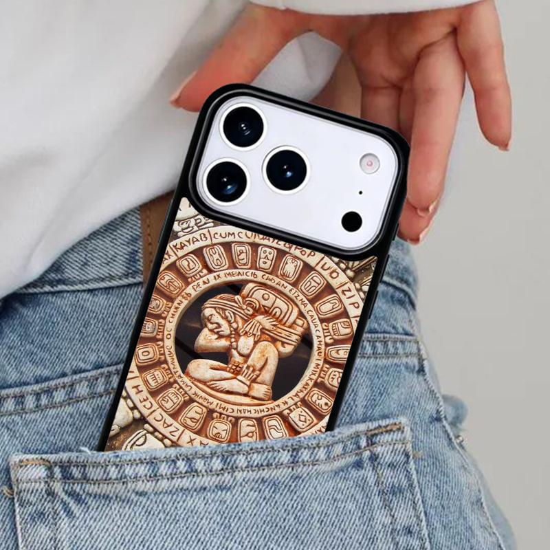 Mayan Calendar Pattern Phone Case for iPhone 17ProMax 12 13 14 15 16e 17 Pro Max Plus Air Cover