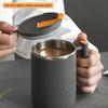 Портативная двухслойная кружка для кофе с защитой от ожогов из нержавеющей стали 304 с ручкой и крышкой, герметичные термокружки