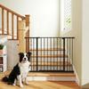 Extendable Dog Gate Up to 147 cm with Screws and Wide Opening, Metal and Plastic, 76 cm High, Black