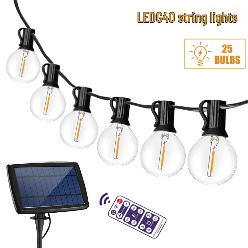 Spot G40 Solar LED Outdoor Waterproof Globe String Lights for Courtyard & Christmas Decoration