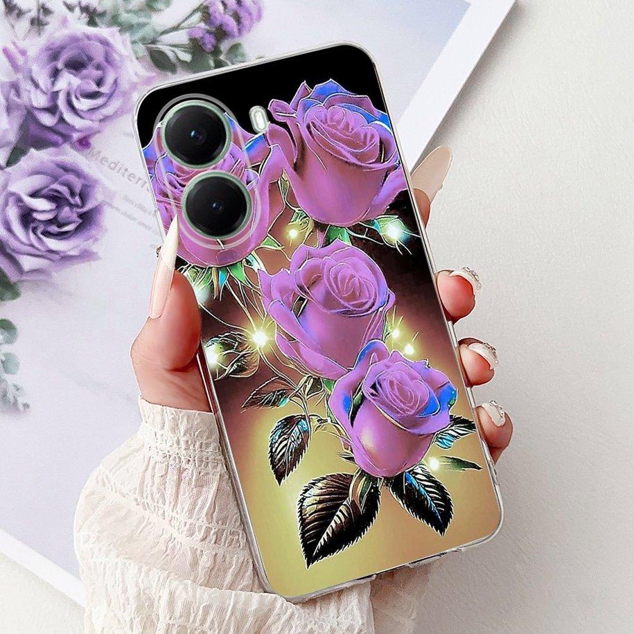 Чехол для Xiaomi Poco X7 Pro 5G Модный Цветочный Королевский Узор Мягкий Силикон Прозрачная Крышка Телефона Для Xiaomi Poco X7 PocoX7 Pro Fundas